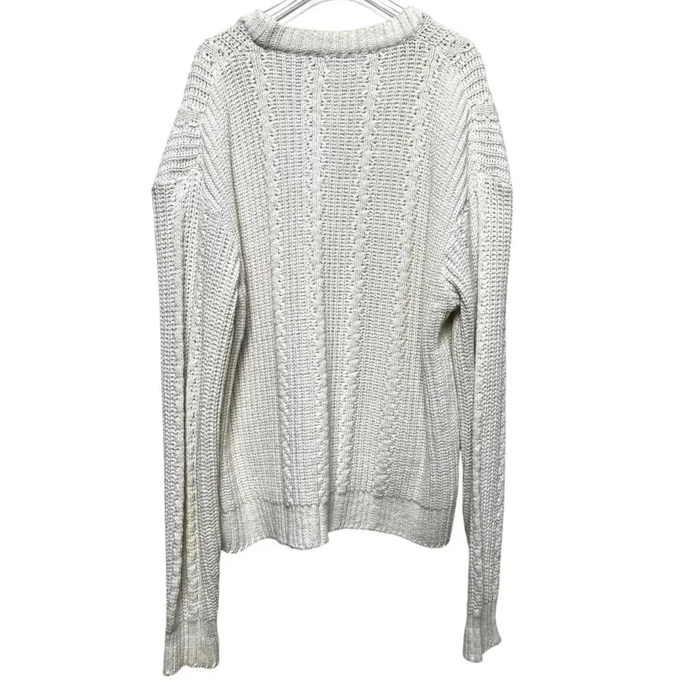 90s Vintage Jacobson's Ivory Knitted Grandpa Cardigan - Picture 3 of 8